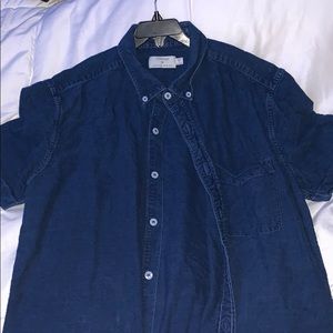 Topman Navy Shortsleeved Button Down